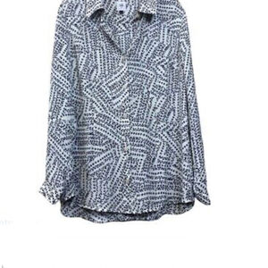 Cabi Blouse. Split Back White With Black Size S